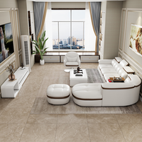Canapé d'angle modulaire nordique 7 places 2025 en cuir microfibre en forme de L avec haut-parleur Bluetooth pour salon