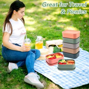 Boîte à goûter en silicone sans BPA avec logo personnalisé, boîte de rangement alimentaire pour enfants, boîte à lunch bento anti-fuite à 2 compartiments, micro-ondable et chauffable - Product Image 6