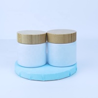 Großhandel Leere Weiße Glas-Lotion-Cremetiegel Zylindrische Runde Kerzenbehälter 180g mit Bambusdeckel