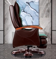 2025 Chaise de directeur en cuir véritable marron durable Chaise de patron inclinable de direction moderne avec repose-pieds ergonomique