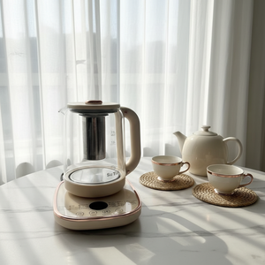 Vente directe d'usine, théière multifonctionnelle en verre blanc avec élément filtrant, pour la cuisine et l'usage domestique - Product Image 1