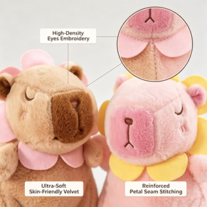 Peluche Capybara <span class=keywords><strong>Kawaii</strong></span> en Gros avec Col, Yeux Fermés, Texture Douillette et Moelleuse, Rembourrage en Coton Résistant – Cadeau d'<span class=keywords><strong>Anniversaire</strong></span> pour Enfants - Product Image 2