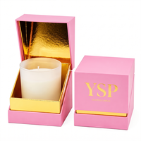 Boîte cadeau rigide magnétique rose de luxe personnalisée avec doublure intérieure dorée pour l'emballage de pots en verre de bougies parfumées