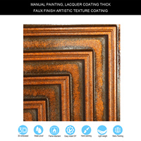 Plaques de plafond en PVC imitation étain, style artistique, gaufrage 3D, imperméables, ignifuges, carrées, pour hôtels modernes, performance incendie classe A PL25