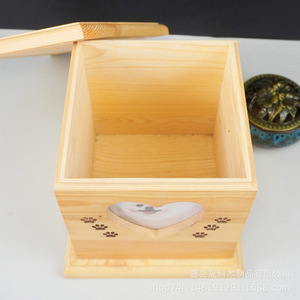 Wooden Pet <b>Urn</b> Rectangle 18x18x18cm Pine Wood With Photo Frame For <b>Cats</b> And Dogs Memorial Box - Product Image 1