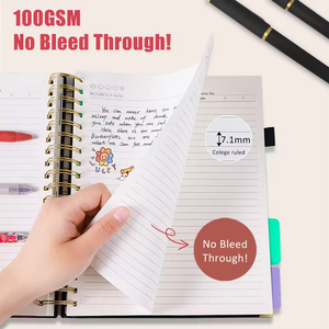 A5 Tùy Chỉnh In Ấn Debossed Logo 80 ° Nằm Phẳng 5 Chủ Đề Bìa Cứng Xoắn Ốc Máy Tính Xách Tay Tạp Chí Với Ngăn Tab - Product Image 4