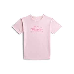 Light Blue Casual Toddler Girls Knitted Short Sleeve Crew Neck Cotton T-Shirt Floral Letter Print Breathable Quick Dry Custom - Product Image 4