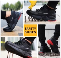Marque travail botte mode noir anti-dérapant imperméable en cuir acier orteil chaussures de sécurité pour hommes industrie lourde