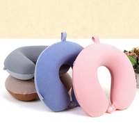 Oreiller de voyage rond en mousse à mémoire de forme 30*28cm, couleur unie, pour avion et voiture, soutien du cou