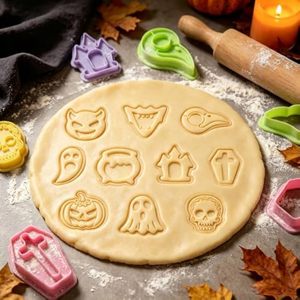 BPA-Free Halloween Sandwich Cookie Cutters Shapes <strong>Spooky</strong> Cross Coffin Castle Pumpkin Devil Ghost Cookie Molds for Baking DIY - Product Image 3