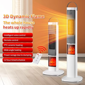 Calentador eléctrico infrarrojo portátil PTC 3D simulación llama chimenea Control remoto ventilador de plástico oscilante resistente al sol y al viento - Product Image 1