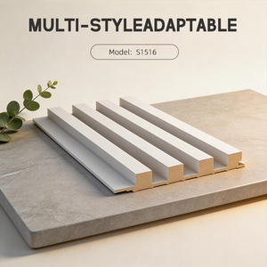 Revestimiento <span class=keywords><strong>de</strong></span> Pared Acordonado Moderno, Rejilla Sólida Interior, <span class=keywords><strong>Listones</strong></span> Acanalados 3D, Rejillas WPC Ecológicas, Decoración <span class=keywords><strong>de</strong></span> Pared - Product Image 1