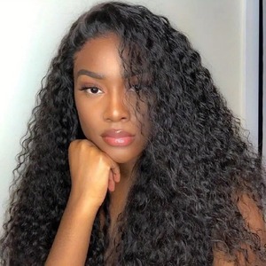 Perruques Courtes Bouclées à Raie Centrale en Dentelle Frontale, Fibre Haute Température, 12 Pouces, Effet Naturel Volumineux, Style Afrique Europe, Meilleures Ventes en Gros - Product Image 1
