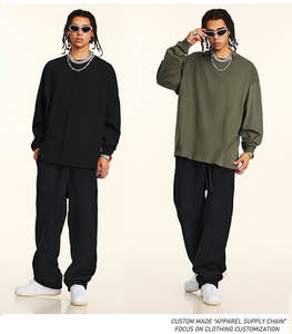 T-shirt unisexe surdimensionné à manches longues et épaules tombantes en coton 100% de haute qualité, 310 grammes, style décontracté pour hommes - Product Image 2