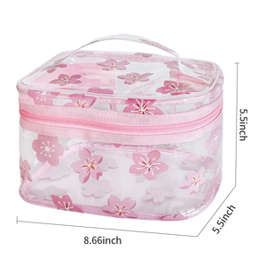 Hot <strong>Sale</strong> Wholesale Waterproof Transparent Zipper Flower Printed Fashion Clear PVC Handle Traveling Makeup Pouch <strong>Cosmetic</strong> <strong>Bag</strong> - Product Image 5