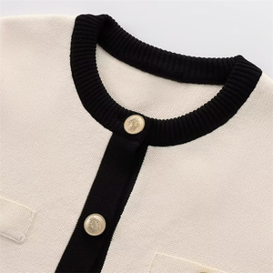 Vêtements pour femmes 2025 été nouveau Style petit parfum Style contraste couleur bouton à manches courtes tricoté <span class=keywords><strong>Cardigan</strong></span> 1822006 - Product Image 4