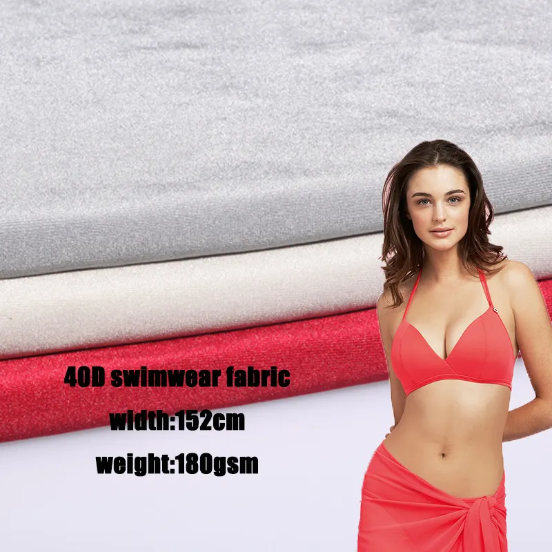 Toptan 40D 82% naylon % 18% Spandex 180g hafif örme streç düz mayo kumaşı için mayo bikini