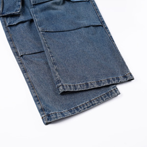 <span class=keywords><strong>Jeans</strong></span> Cargo Baggy Personalizzati per Uomo, Pantaloni in Denim Lavato a Gamba Larga con Grandi Tasche <span class=keywords><strong>Laterali</strong></span> - Product Image 4