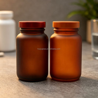 Pot en verre bleu mat de luxe personnalisé de 150 ml (5 oz, 150 cc) pour gommes, pilules, suppléments, huile de poisson, capsules