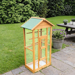 SDB002 <span class=keywords><strong>Volière</strong></span> en bois moderne de qualité assurée, mobilier d'extérieur pour animaux de compagnie, cages à oiseaux pour perruches avec support - Product Image 2