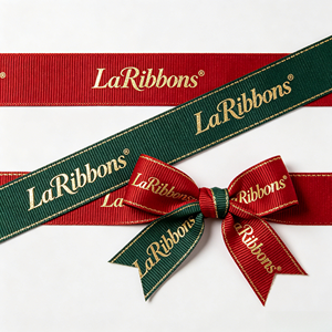 Wholesale Christmas Snowflake Gold Foil Custom Logo Polyester Grosgrain <b>Ribbon</b> <b>Red</b> Green Gold Xmas Gift Box Bouquet Wreath Holid - Product Image 6