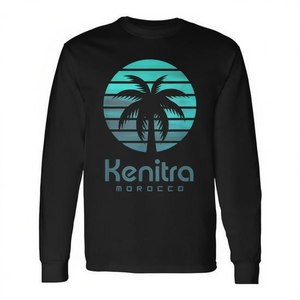Camiseta de manga larga Kenitra Marruecos con diseño de palmeras tropicales, talla unisex para adultos - Product Image 2