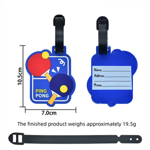 Custom Design 3D Raised Embossed Logo Travel <b>Suitcase</b> Hanger Soft PVC Rubber Blank Luggage Tag with <b>Strap</b> - Product Image 5