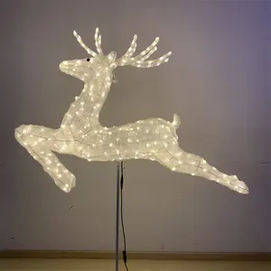 Adornos creativos de árbol para decoración al aire libre, copos de nieve para saltar, ciervo, Navidad, luces con temática de ciervo