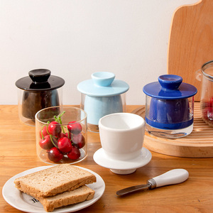 Beurrier rond en porcelaine sur mesure avec couvercle, artisanat de Chaozhou, récipient de stockage hermétique pour la cuisine - Product Image 2
