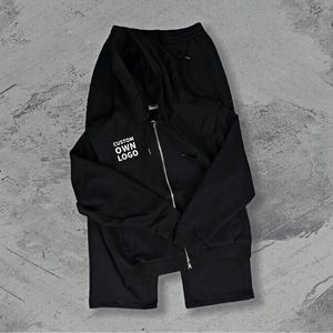 Ensemble de survêtement ample personnalisé OEM pour hommes, sweat-shirt et pantalon de jogging, survêtement de rue surdimensionné noir, fabricant de survêtement - Product Image 1