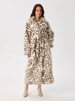 Manteau long en fausse fourrure imprimé léopard des neiges pour femme, chaud et luxueux, avec ceinture et col à revers, idéal pour l'hiver, modèle ODM