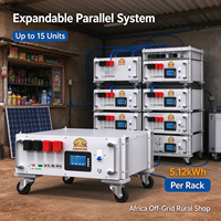 Batterie LiFePO4 5,12 kWh 51,2 V 100 Ah pour stockage d'énergie domestique, système solaire hors réseau pour l'Afrique, pour maisons rurales et petites entreprises