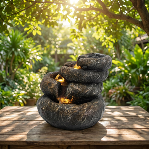 Pompe à eau <span class=keywords><strong>solaire</strong></span> d'extérieur moderne style shabby chic, <span class=keywords><strong>fontaine</strong></span> unique en résine en forme de boule, design <span class=keywords><strong>zen</strong></span> immergé à batterie DC, faite à la main, 36 cm, pour <span class=keywords><strong>jardin</strong></span> - Product Image 4
