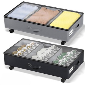 <b>Bed</b> Bottom Storage Rack Oxford Cloth <b>Under</b> <b>Bed</b> Clothing Shoes <b>with</b> Wheels Storage Car Dustproof Folding Storage Box - Product Image 1
