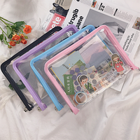 Bolsa de Maquillaje de PVC Transparente con Cierre, Carpeta para Documentos A5, Bolsillo para Bolígrafos, Material de Oficina y Escolar