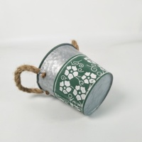 Seau rond en métal personnalisé avec poignées en corde, galvanisé, pour décoration de jardin et de maison, pots à fleurs, vases, bacs, articles de jardinage
