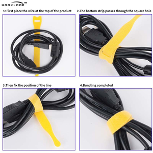 สายรัดไนลอนน้ำหนักเบาแบบตะขอเกี่ยวและห่วง ใช้ซ้ำได้ ปรับขนาดได้ สำหรับจัดระเบียบสายไฟ - Product Image 3