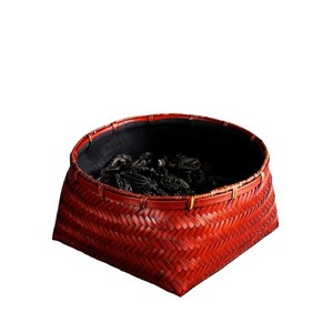 Bamboo Woven Round Charcoal Basket Retro Red Classic Style For Charcoal Stove Fireplace Accessories - Product Image 5