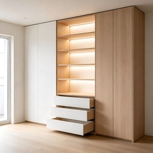 The Multi-color Vertical Customizable <strong>Wardrobe</strong> Is Equipped <strong>with</strong> LED Open Storage <strong>Shelves</strong> <strong>and</strong> Large Capacity <strong>Drawers</strong> - Product Image 1