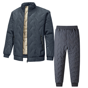 Heren Casual Pakken Fleece Winter 2-delig Set met Ritszakken voor Koude Bescherming 100% Polyester Warme Jas en Broekpakken - Product Image 2