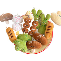 Mini-jouets en peluche alimentaires de simulation : Oden asiatique, champignons, saucisses, hot-dogs, brocoli, et porte-clés pas chers