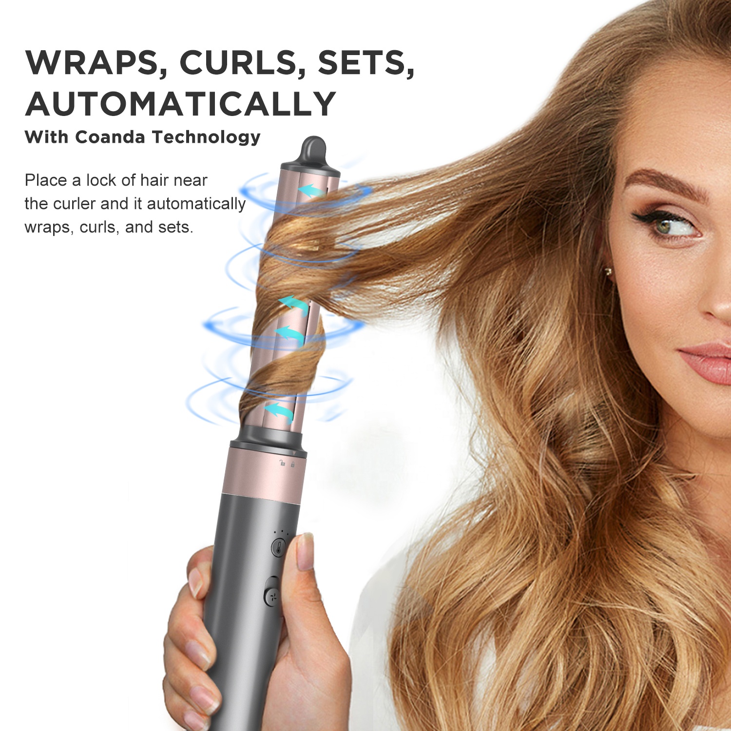 ドライヤー 高速 多機能 5in1 グレー ヒートブラシ ヘアアイロン