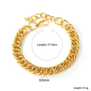 Pulsera de Acero Inoxidable con Baño de Oro de 18k, Diseño de Cadena Doble Trenzada, Texturizada y Resistente al Agua, para Mujer, Venta al por Mayor - Product Image 4