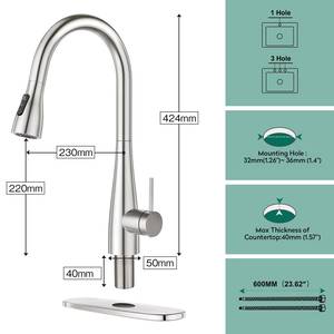 Faucet Factory Sells Hot and Cold Taps Sensing Stainless Steel 304 Pull Down Kitchen Faucets Sink Mixer - Product Image 3