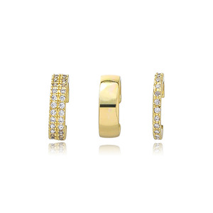 Geometric <b>Clip</b>-on Earrings Gold Silver U-shaped Bezel Set Zircon Everyday Wear - Product Image 5
