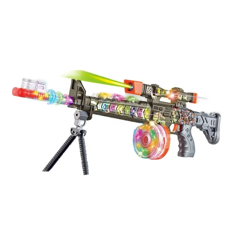 ของเล่นปืนกลสำหรับเด็กผู้ชาย,กล่องของเล่นเกมในร่มแบบใหม่กล่องบรรจุเสียงและเบาสั่นปืนอิเล็กทรอนิกส์พร้อมของขวัญเด็ก IR OEM