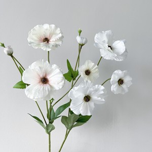 Flores Artificiales de Ranúnculo de Seda Blancas y Amarillas, Decoración para Bodas, Accesorios de Fotografía, Alta Simulación, Decoración para el Hogar - Product Image 2