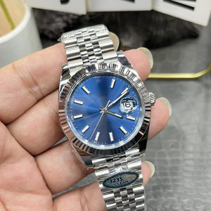 Reloj Clásico Premium de Acero Inoxidable, Caja Plateada, Esfera Azul, Movimiento Mecánico, Manecillas con Función de Fecha Automática - Product Image 6