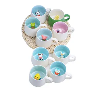 Tasse à thé et à café en céramique, créative, en forme d'animal, 3D, 6 pièces, cadeau, vente en gros