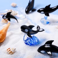 Figura de Orca Hecha a Mano en Vidrio, Mini Adorno de Ballena Asesina, Decoración de Animales en Vidrio Lampwork, Decoración para Acuario, Terrario, Escritorio, Regalo